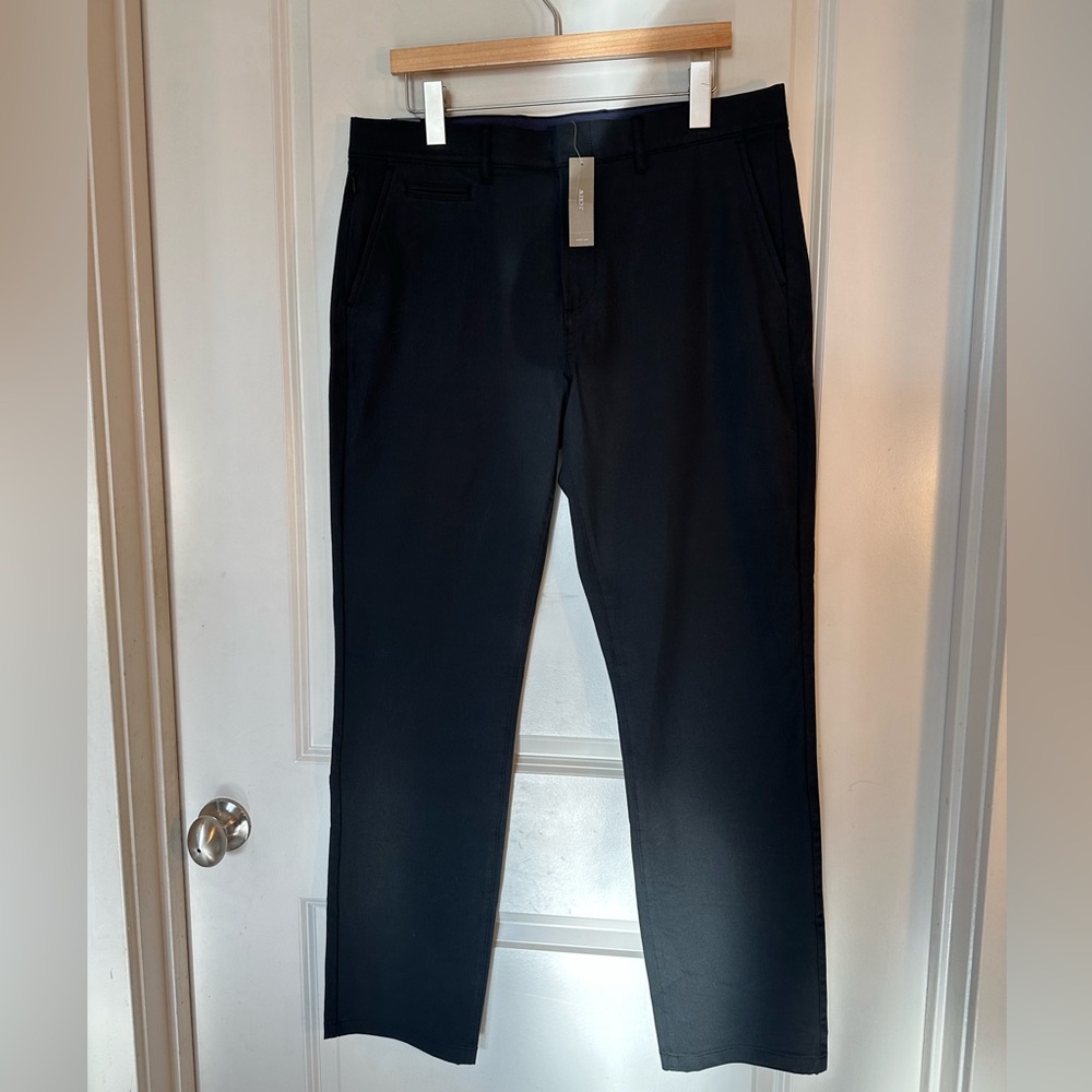 NEW J. Crew Performance Tech Stretch Cotton Navy Straight Leg Pants, 34W/32L